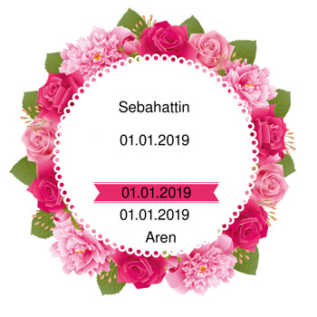 Pembe Tonlarında Çiçekler Temalı Söz Nişan Nikah Sticker