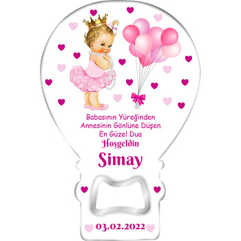 Pembe Tütü Etekli Bebek ile Gold Taç Temalı Balon Magnet Açacak