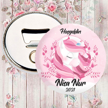 Pembe Unicorn ile Bahar Dalları Temalı Magnet Açacak