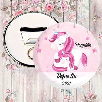 Pembe Unicorn ile Yavrusu Temalı Magnet Açacak