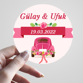 Pembe Woswos ile Güller Temalı Sticker