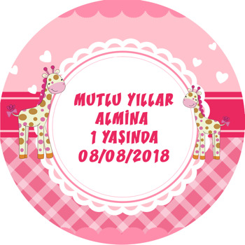 Pembe Zürafa Temalı Sticker