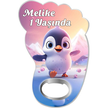 Penguen ile Pembe Buzullar Temalı Ayak İzi Magnet Açacak