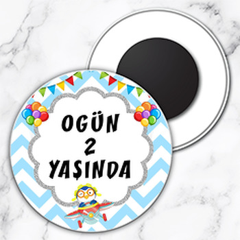 Penguen ile Timsah Temalı Daire Plastik Magnet