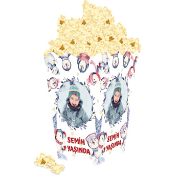 Penguen Partisi Temalı Popcorn Kutusu