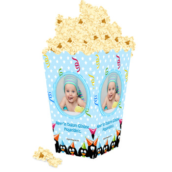 Penguen Temalı Popcorn Kutusu