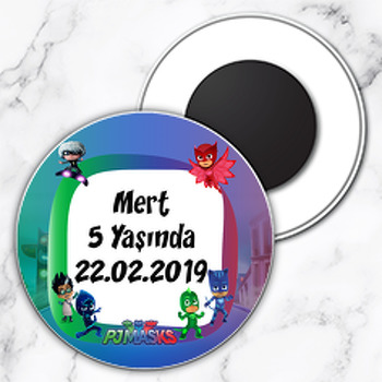 Pijamaskeliler 2 Temalı Daire Plastik Magnet