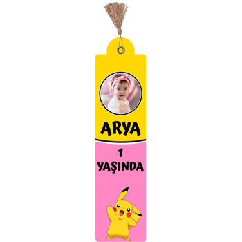 Pikachu Pembe Sarı Fon Temalı Kitap Ayracı