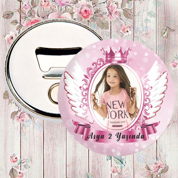 Pink Angel Wings Temalı Resimli Magnet Açacak