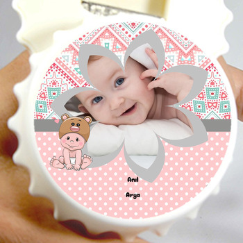 Pink Baby Temalı Hoşgeldin Bebek Kapak Şekilli Magnet Açacak