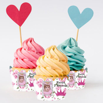 Pink Crown Temalı Cupcake Sargısı