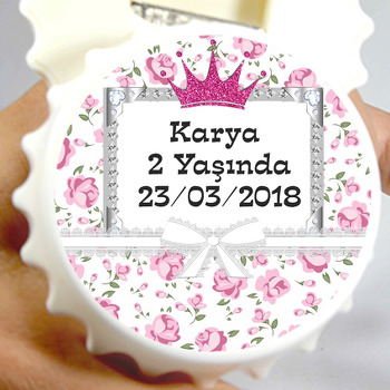 Pink Crown Temalı Kapak Şekilli Magnet Açacak