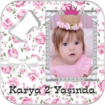 Pink Crown Temalı Kare Magnet Açacak