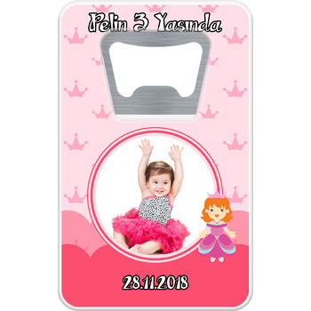 Pink Princess Temalı Dikdörtgen Magnet Açacak