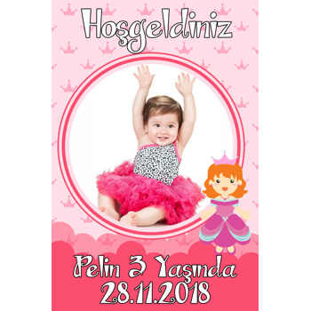 Pink Princess Temalı Doğum Günü Afiş