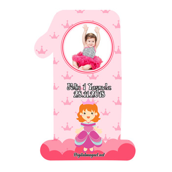 Pink Princess Temalı  Doğum Günü Magnet