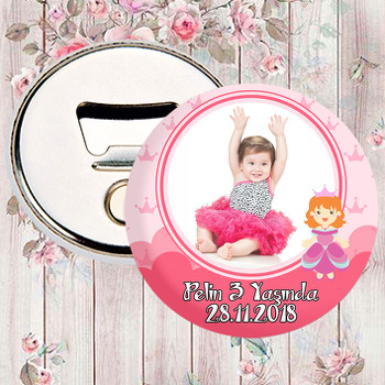 Pink Princess Temalı Fotoğraflı Magnet Açacak