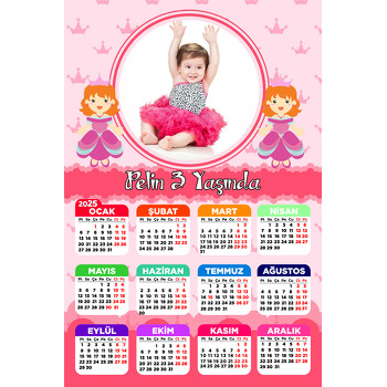 Pink Princess Temalı Takvim Magnet