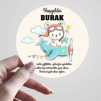 Planörde Pilot Beyaz Ayıcık Temalı Sticker