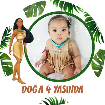 Pocahontas ile Tropikal Yapraklar Temalı Sticker