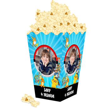 Pokemon Mavi Fon Temalı Popcorn Kutusu