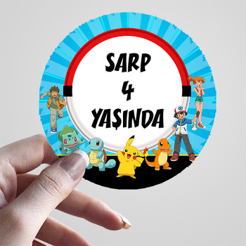 Pokemon Mavi Fon Temalı Sticker