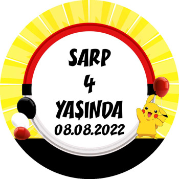 Pokemon Sarı Fon Temalı Sticker