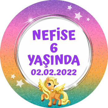 Pony Simli Fon Temalı Akrilik Daire Magnet