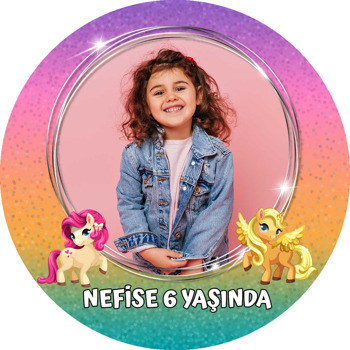 Pony Simli Fon Temalı Akrilik Daire Magnet