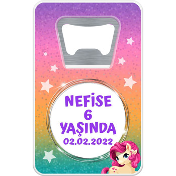 Pony Simli Fon Temalı Dikdörtgen Magnet Açacak