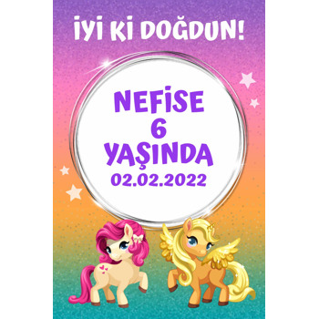 Pony Simli Fon Temalı Doğum Günü Afiş