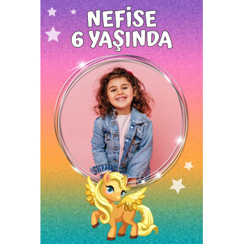 Pony Simli Fon Temalı Doğum Günü Magnet