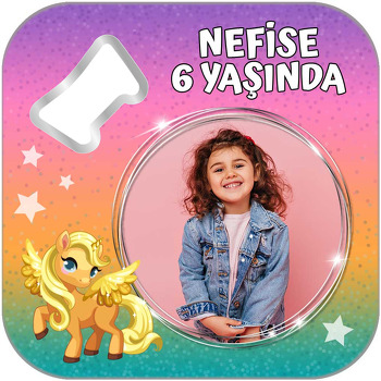 Pony Simli Fon Temalı Kare Magnet Açacak