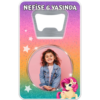 Pony Simli Fon Temalı Resimli Dikdörtgen Magnet Açacak