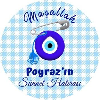 Pötikare Mavi Fonda Nazarlık ile Sünnet Temalı Sticker