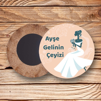 Prenses Gelin Temalı Daire Ahşap Magnet