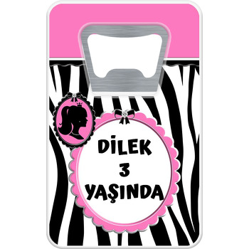 Prenses ile Zebra Fon Temalı Dikdörtgen Magnet Açacak