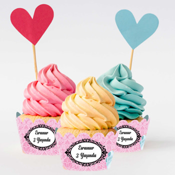 Prenses Pembe Fon Temalı Cupcake Sargısı