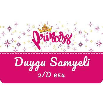 Princess Koyu Pembe Şerit Temalı Defter Etiketi