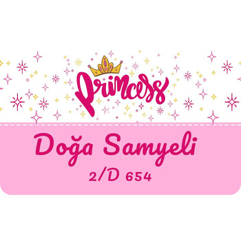 Princess Toz Pembe Şerit Temalı Defter Etiketi