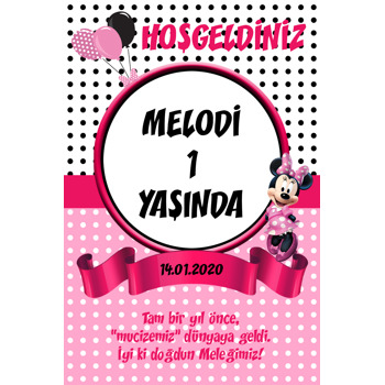 Puantiyeli Minnie Mouse Temalı Doğum Günü Afiş