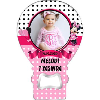 Puantiyeli Minnie Mouse Temalı Resimli Balon Magnet Açacak