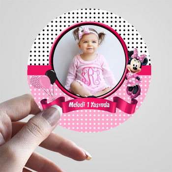 Puantiyeli Minnie Mouse Temalı Resimli Sticker