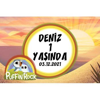 Puffin Rock Temalı Doğum Günü Afiş