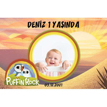 Puffin Rock Temalı Doğum Günü Afiş