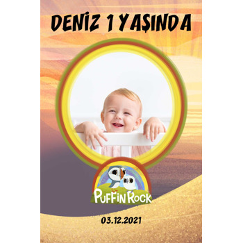 Puffin Rock Temalı Doğum Günü Magnet