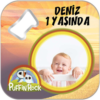 Puffin Rock Temalı Kare Magnet Açacak