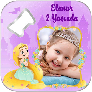 Rapunzel Temalı Kare Magnet Açacak