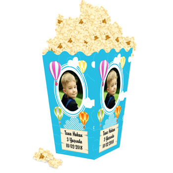 Renkli Balon Temalı Popcorn Kutusu