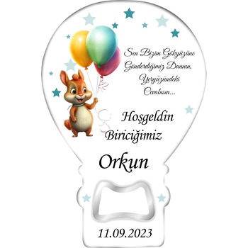 Renkli Balonlu Sincap ile Yıldızlar Temalı Balon Magnet Açacak